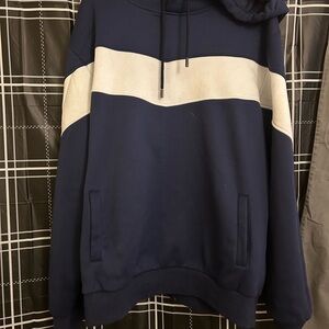 Men's Navy and White Sweater
